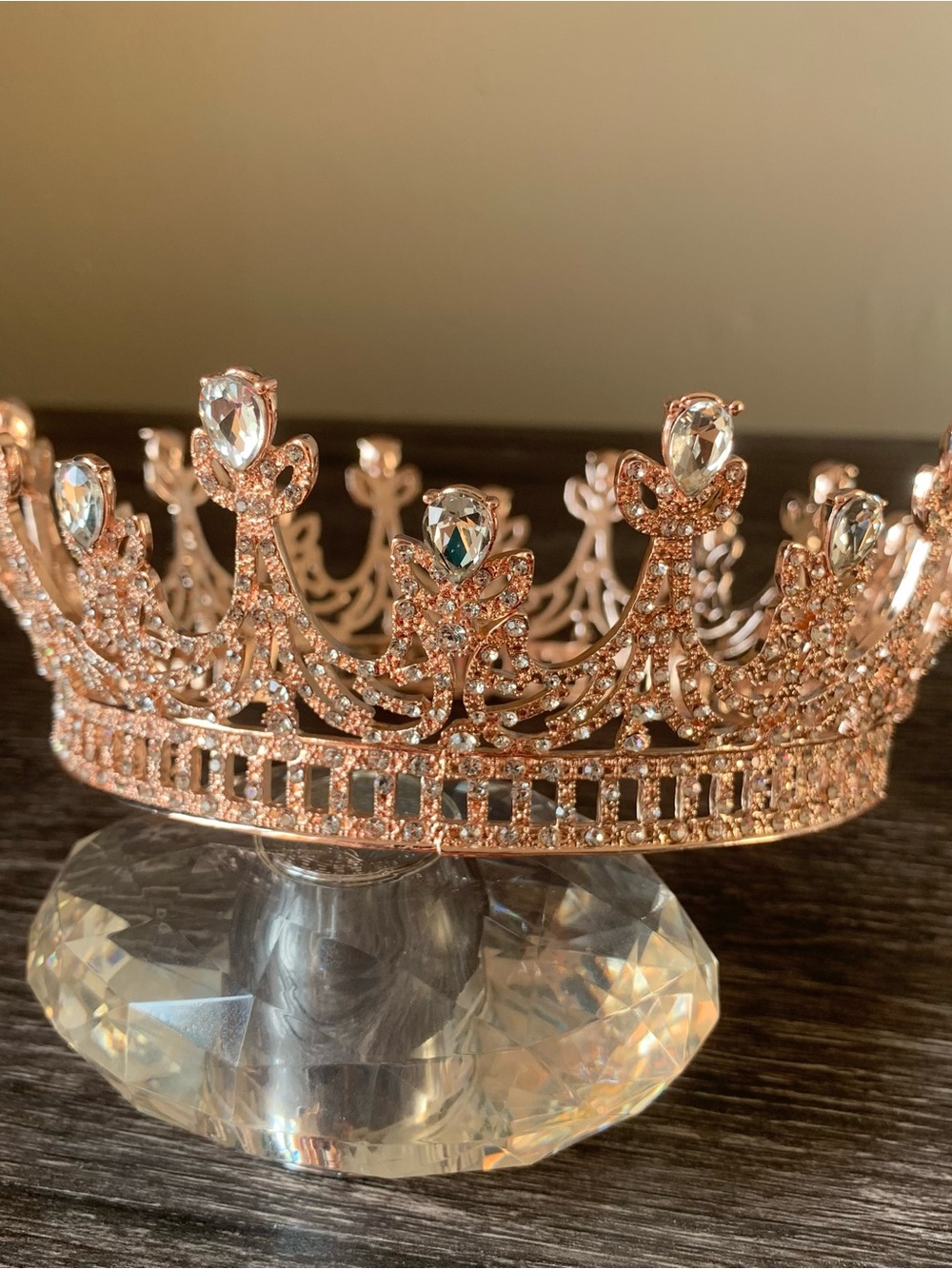 Rose Gold Crystal Tiara Crown